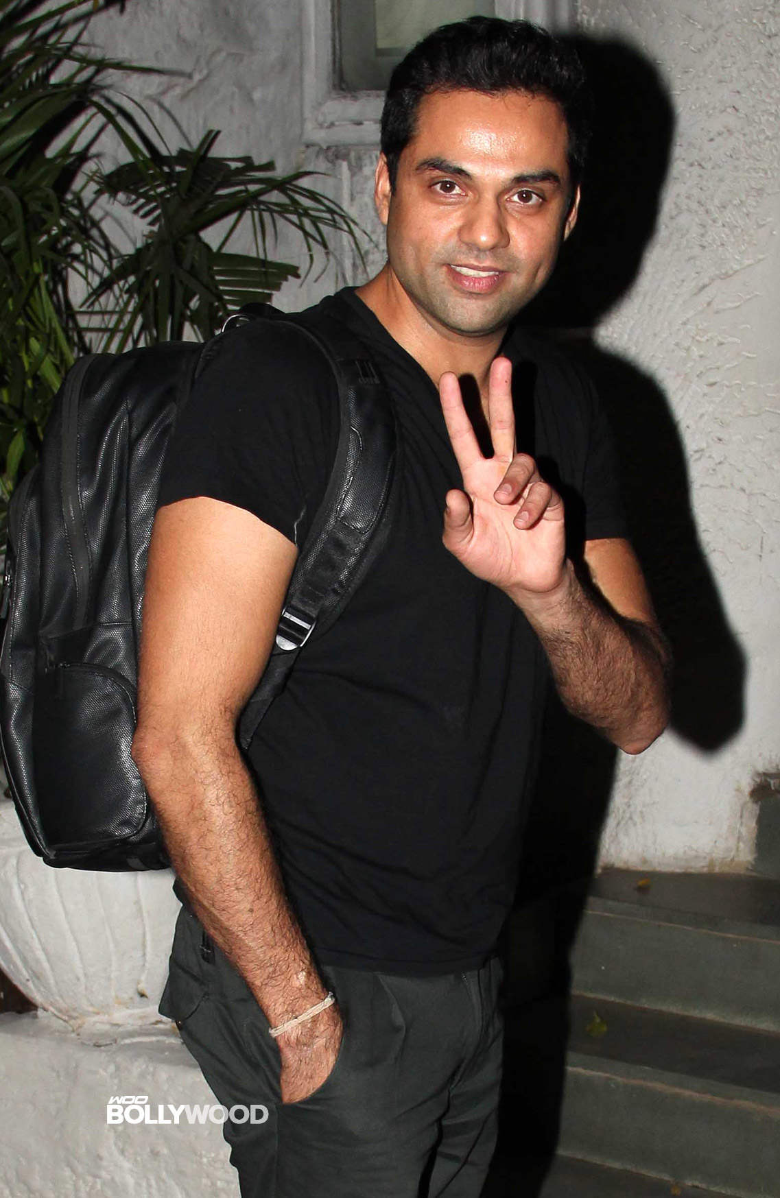 Celebrity Abhay Deol  Showing Victory Sign