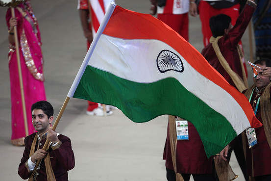 Abhinav Holding India's Flag