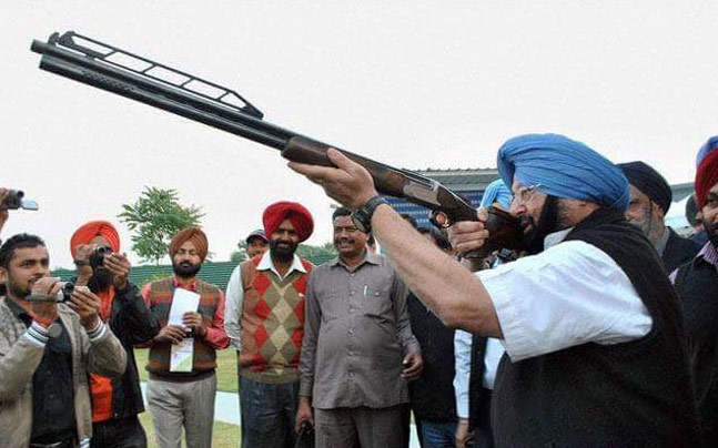 Amarinder Singh Holding Gun