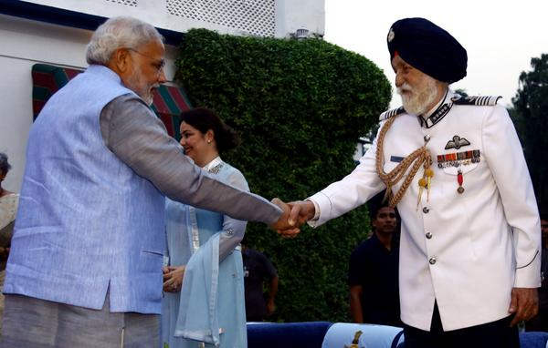Arjan Singh With Indian Pm
