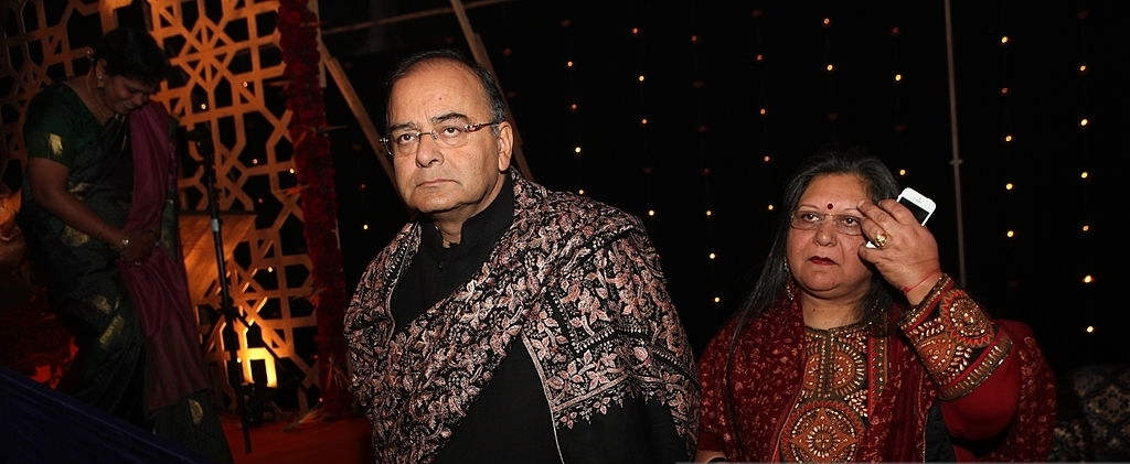 Bjp Leader Arun Jaitley With Wife Sangeeta At The Wedding Ceremony Of Politician Abhishek Manu Singhvi's