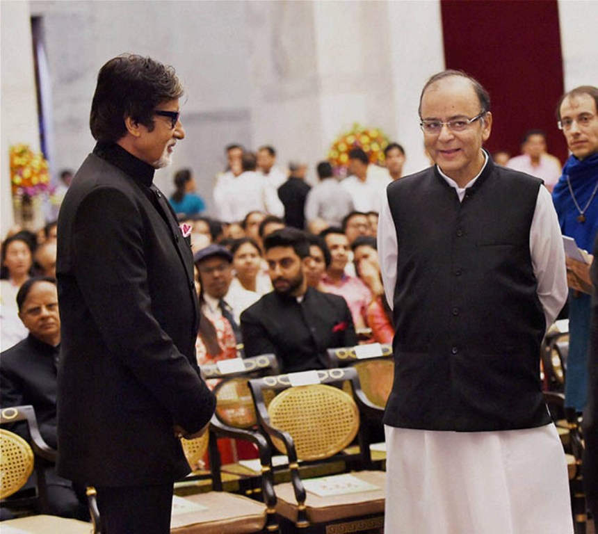 Finance Minister Arun Jaitley With Mega Actor Amitabh Bachchan