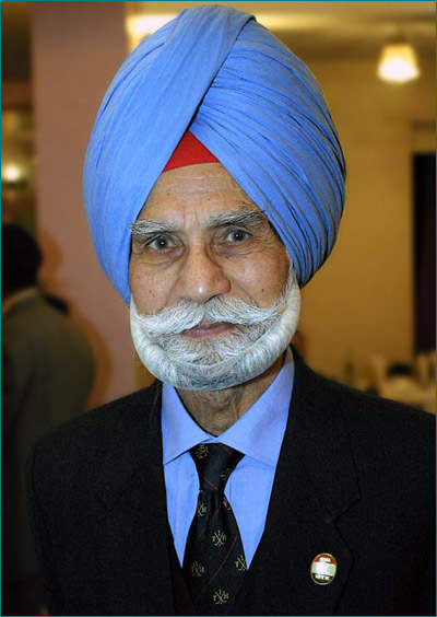 Balbir Singh Sr Wearing Blue Turban