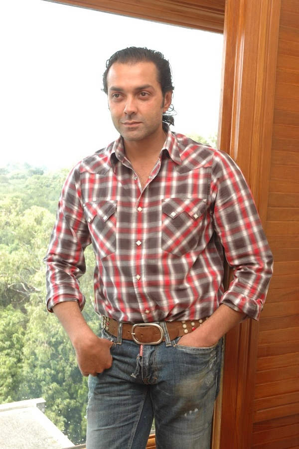 Bobby Deol Wearing Cheak Shirt And Jeans