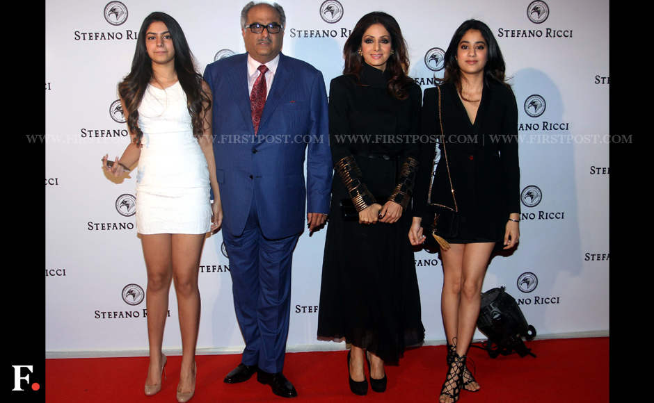 Boney Kapoor With Wife And Daughter