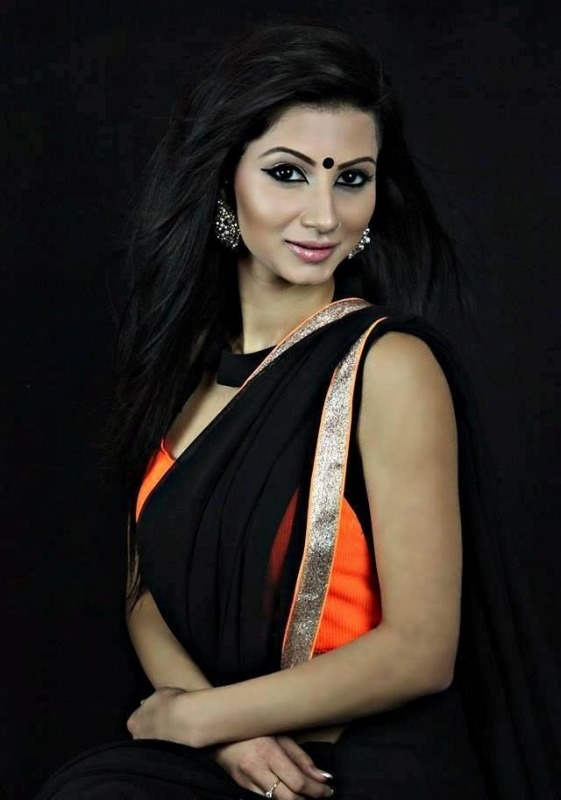 Ericka Virk Looking Hot In Black Saree