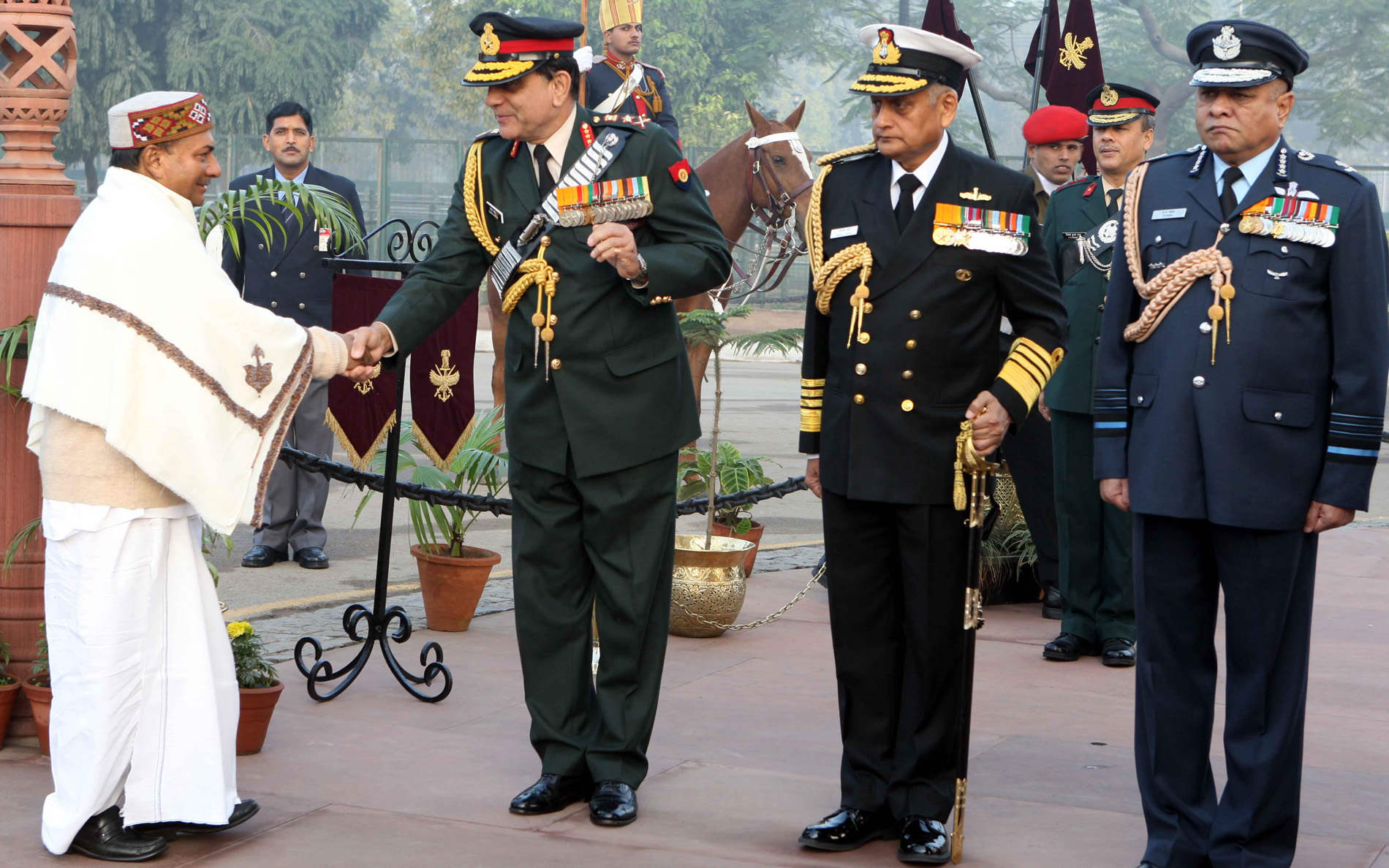 General Deepak Kapoor Shaking Hand With Politician