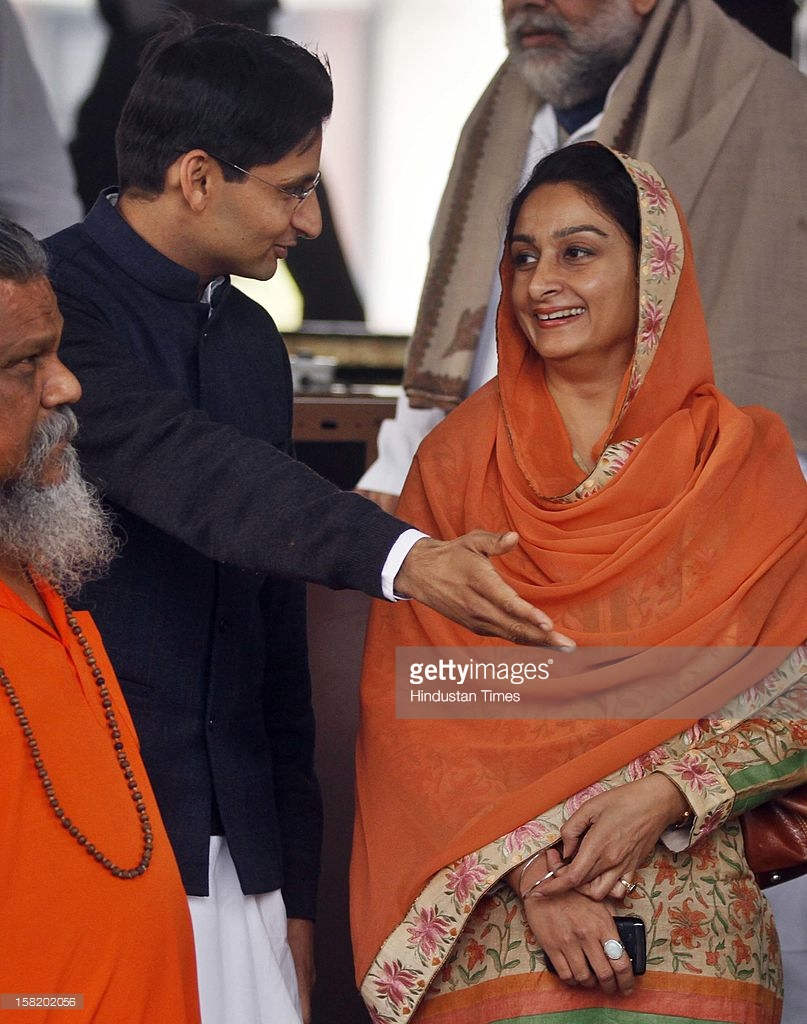 Harsimrat Kaur Badal Wearing Orange Suit