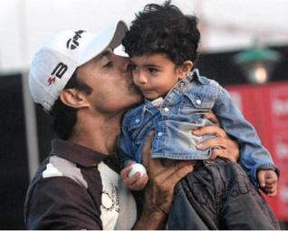 Jyoti Randhawa Kissing His Son