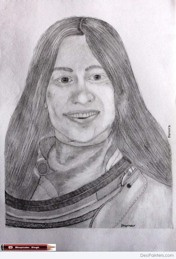 Pencil Sketch Of Kalpana Chawla