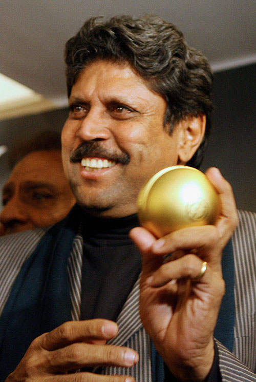 Kapil Dev Holding A Ball