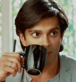 Karan Singh Grover Drinking Coffee