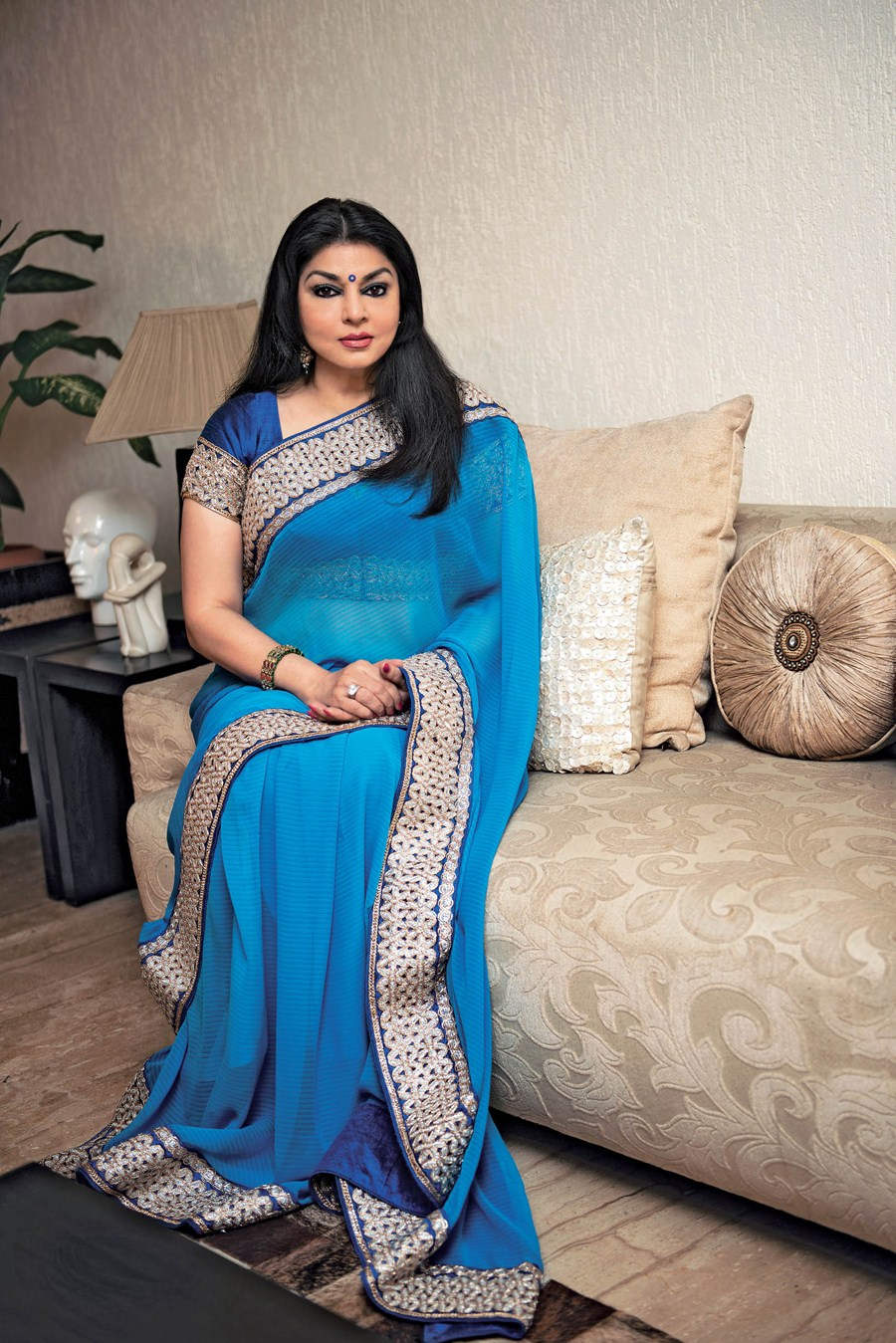 Kiran Juneja In Blue Saree