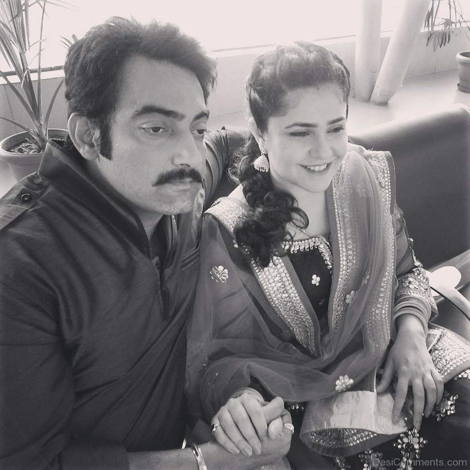 Black And White Pic Of Meher And Manav Vij