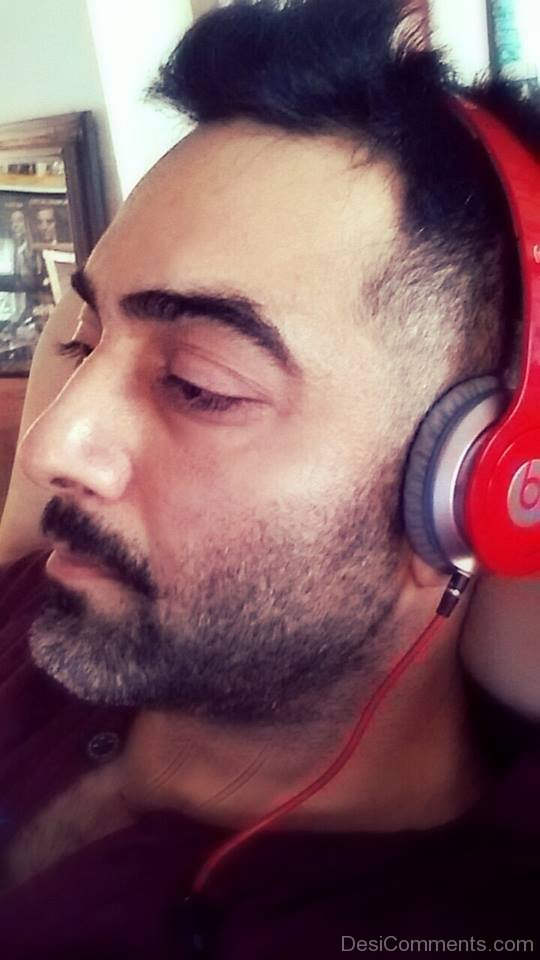 Manav Vij Wearing Headphone