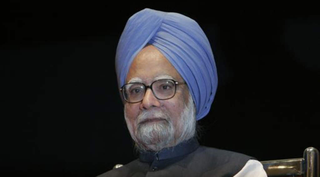 Dr Manmohan Singh Wearing Blue Turban