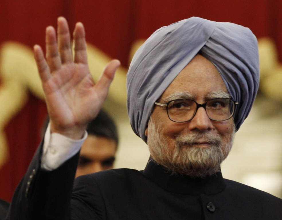 Leader Manmohan Singh Raising Hand