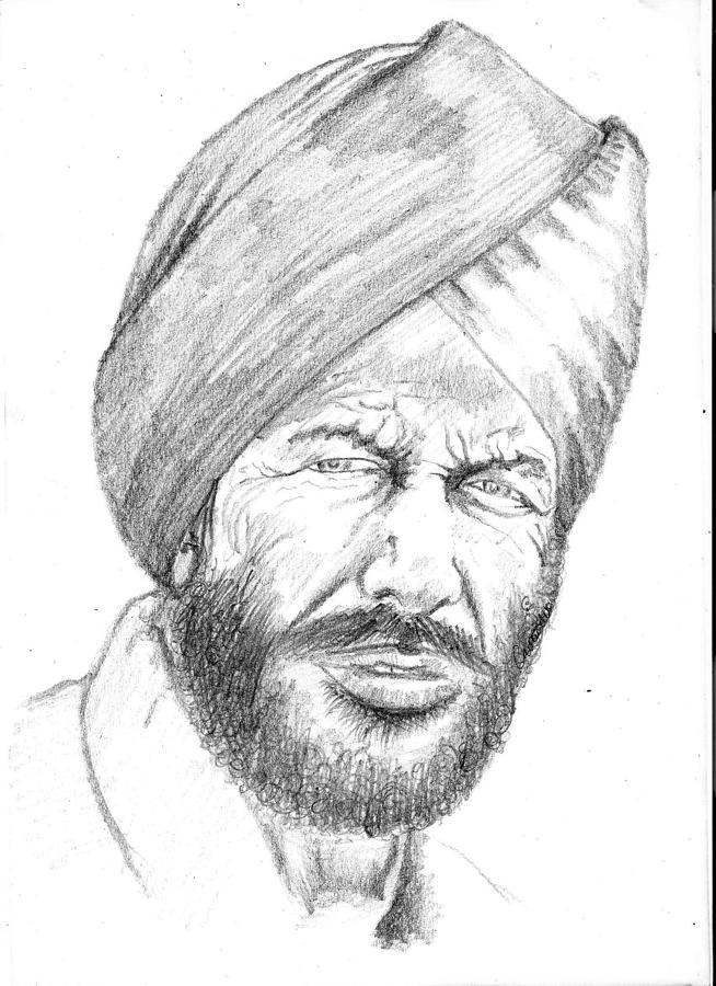 Pencil Sketch Of Milkha Singh