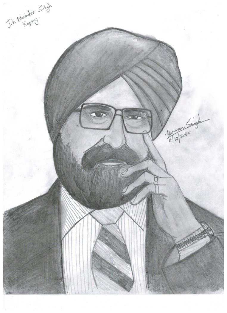 Pencil Sketch Of Narinder Singh Kapany