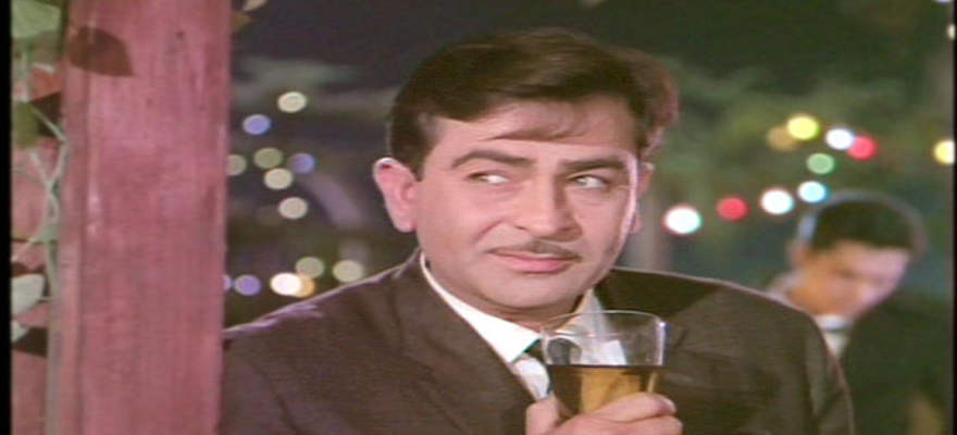 Actor Raj Kapoor Holding Glass