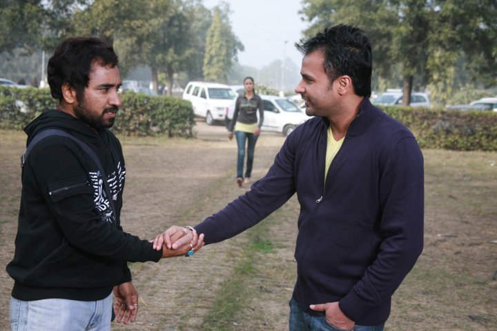 Rana Ranbir Shaking Hand With  Amrinder Gill