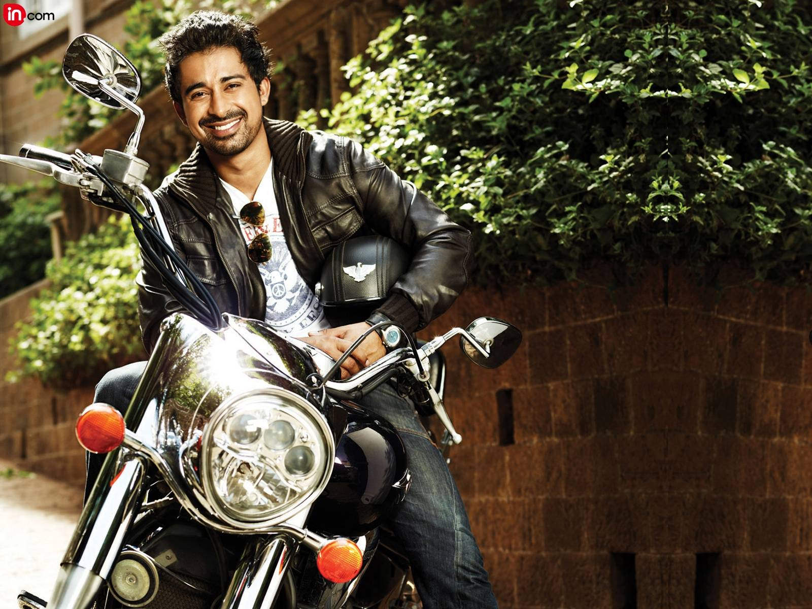 Rannvijay Singh Sitting On  Bike