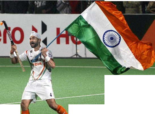 Sandeep Singh Holding Indian Flag