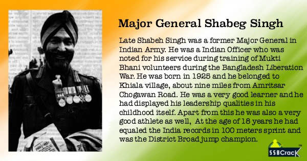 About Major General Shebeg Singh