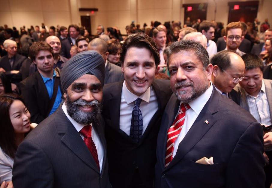 Sukh Dhaliwal With Harjit Sajjan And Trudeau