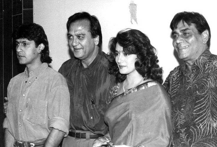 Sunil Dutt With Rajendra Kumar And Madhuri Dixit