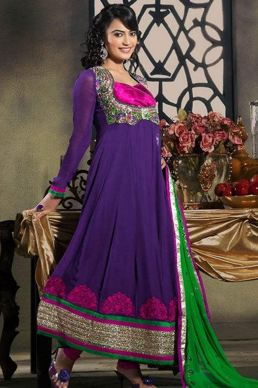 Surbhi Looking Awesome In Purple Dress