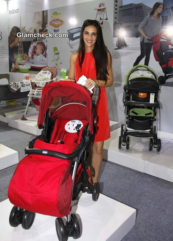 Tara Sharma With Baby Carrier
