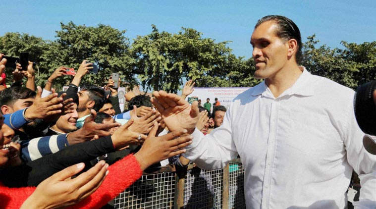 Great Khali Shaking Hands With His Fans