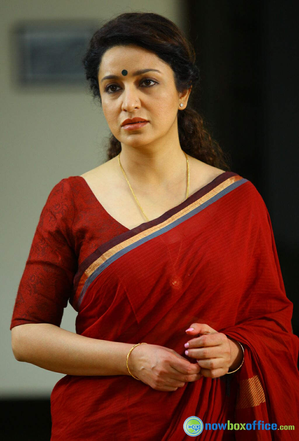 Tisca Chopra Wearing Red Saree