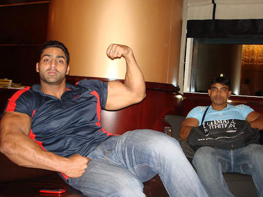 Varinder Singh Showing His Muscules