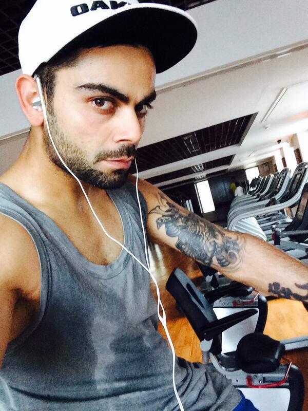 Virat Kohli Doing Exercise At Gym