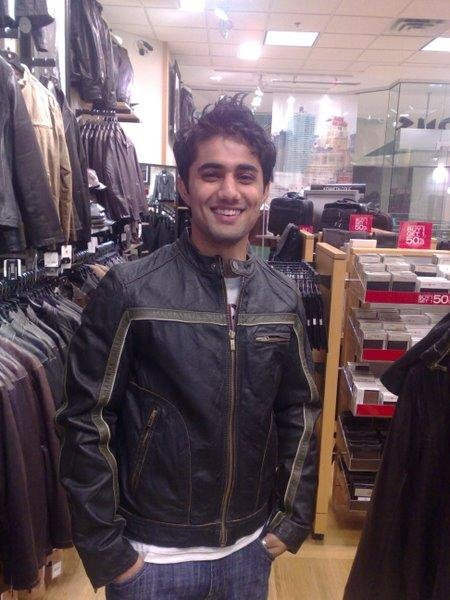 Vishal Karwal Wearing Black Leather Jacket