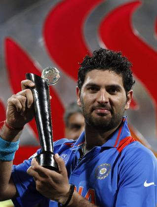 Yuvraj Singh With His Trophy