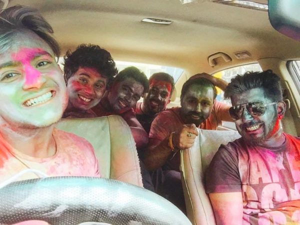 Milind Gaba Playing Holi With Friends