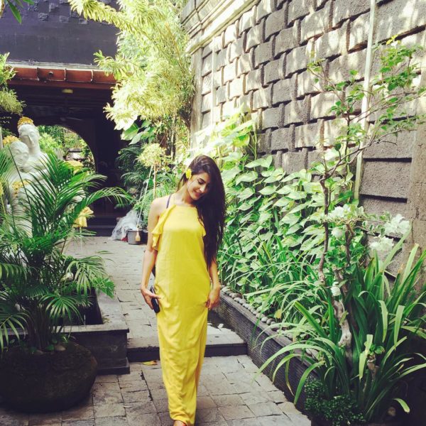 Sheetal Thakur Wearing Yellow Long Dress-090450