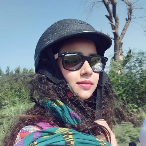 Sunanda Sharma Wearing Helmate-250