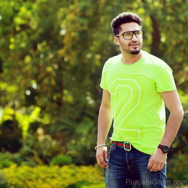 Jassi Gill In Parrot Green T- Shirt-589