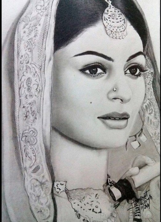 Pencil Sketch Of Picture Of Neeru Bajwa