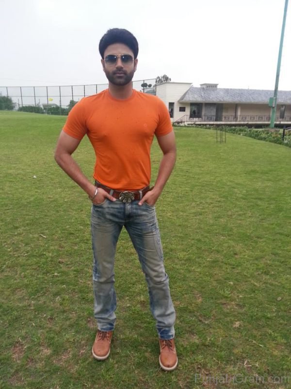 Ather Habib In Orange T Shirt