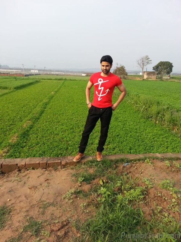 Ather Habib In Red T Shirt