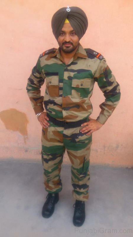 Harinder Bhullar In Army Dress